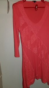 Coral long dress, long sleeves, sz large